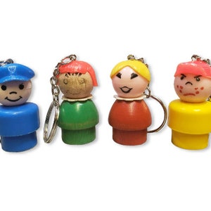 1980s Vintage Fisher Price Little People Keychain, Town Mayor The Westerners, FP Person, Man in Top Hat Key Fob, Keyring Charm, Retro Toys image 6