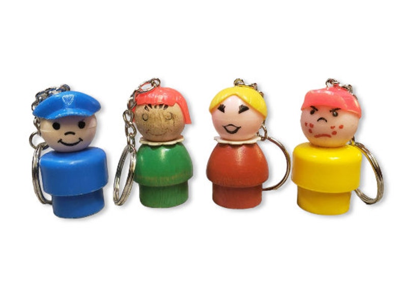 1980s Vintage Fisher Price Little People Keychain, Town Mayor The Westerners, FP Person, Man in Top Hat Key Fob, Keyring Charm, Retro Toys image 6