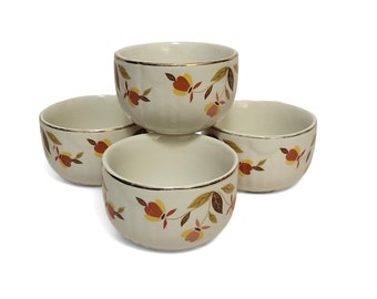 Set of 4 Vintage Hall Autumn Leaf Jewel Tea Radiance Custard Cups, Mary Dunbar Ramekins, Mid Century Modern China, Vintage Kitchen