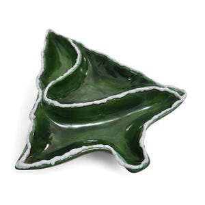 Vintage Christmas Tree Candy Dish, Hand Painted Holland Mold Nut Bowl, Snow Tipped Xmas Tree Cookie Plate, Seasonal Holiday Table Decor