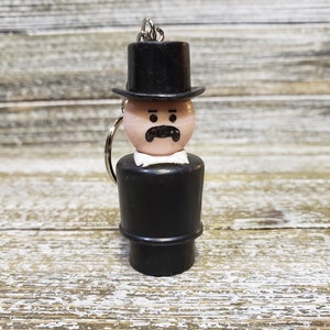 1980s Vintage Fisher Price Little People Keychain, Town Mayor The Westerners, FP Person, Man in Top Hat Key Fob, Keyring Charm, Retro Toys image 2