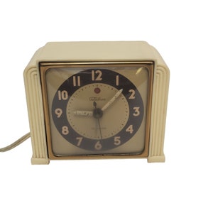 Vintage Telechron Electric Alarm Clock, Bakelite Telalarm Art Deco Bedside Clock, Mid Century Modern, Model 7H91, Vintage Home Decor image 8