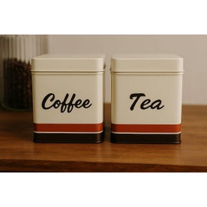 Vintage Kaffee Bar Kanister 1970er Jahre Japan Blech Kaffee & Tee Lagerung Retro Küche Dekor Mid Century Bauernhaus Arbeitsplatte Behälter