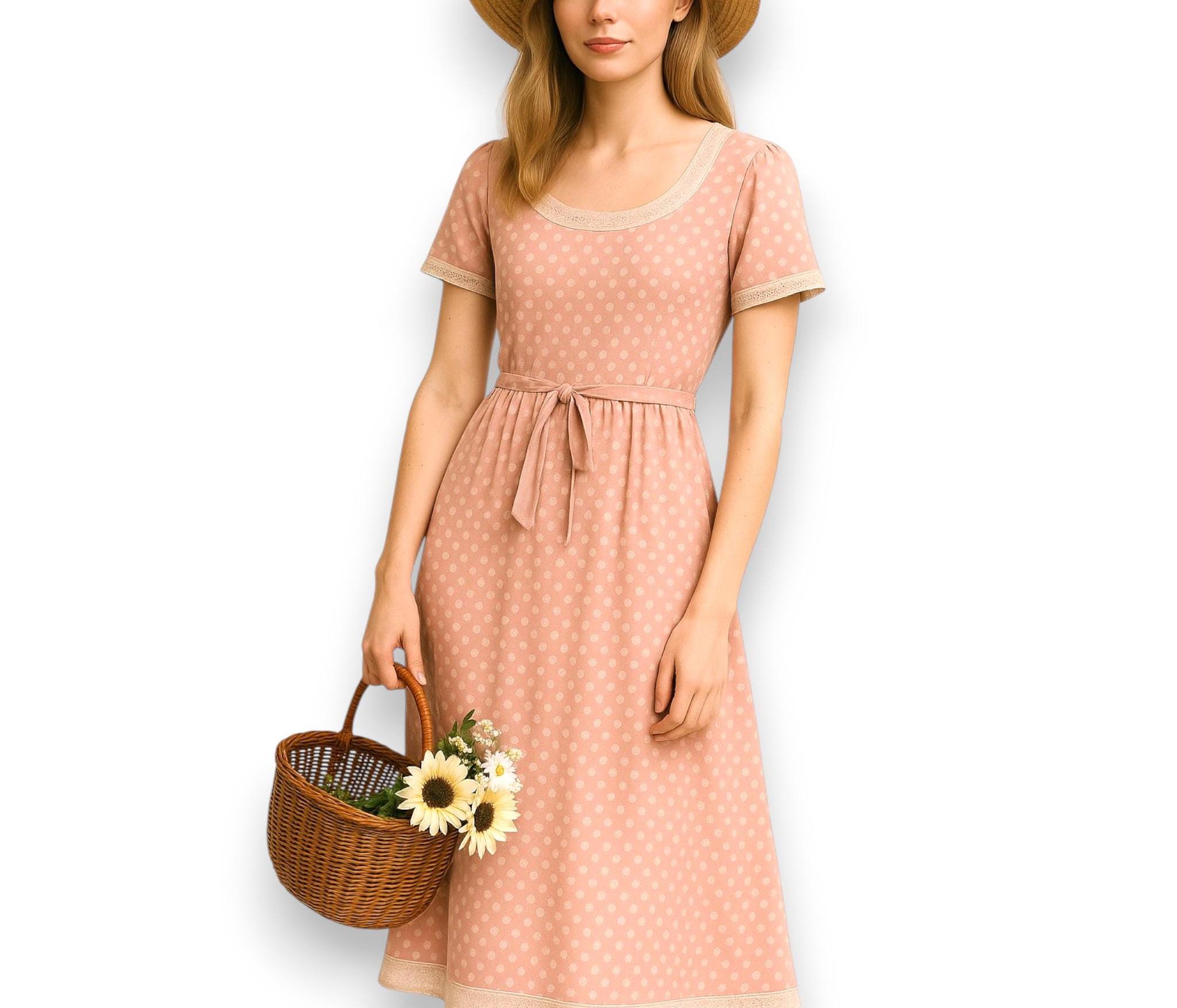 strapless open back dress Cassandra Trudy Polka Dot A-line Maxi Dress, Pink main image 0