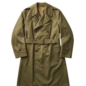 Vintage Military Field Coat, Sigmund Eisner Co. Belted Overcoat, US Army WW2 Trench, 1940s