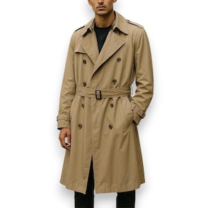 1990s Vintage Burberry Mens Trench Coat, Classic Nova Check Lining, Removeable Wool Liner, Timeless British Style Raincoat, Iconic Luxury