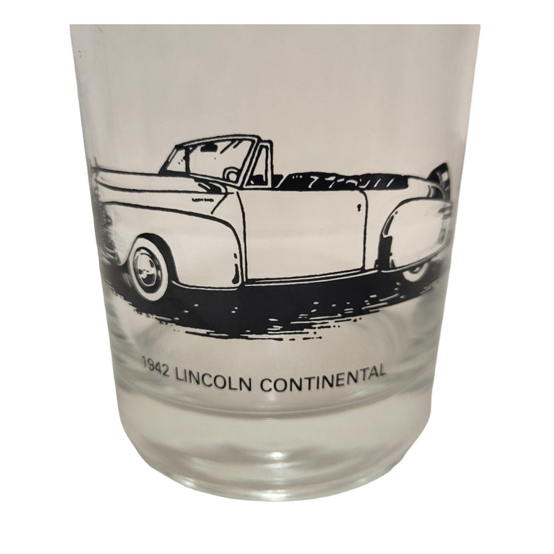 Vintage Classic Car Drink Glasses, Lincoln Continental Auburn Cord Rocks Cocktail Glass, Double Old Fashioned Barware, Mid Century Bar image 3