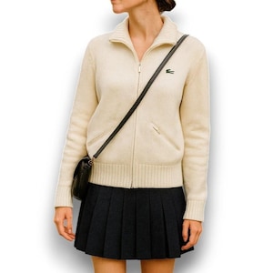 Vintage Haymaker Lacoste Cream Zip Cardigan Women’s Sweater Made in Hong Kong