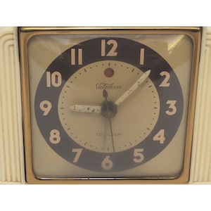 Vintage Telechron Electric Alarm Clock, Bakelite Telalarm Art Deco Bedside Clock, Mid Century Modern, Model 7H91, Vintage Home Decor image 2