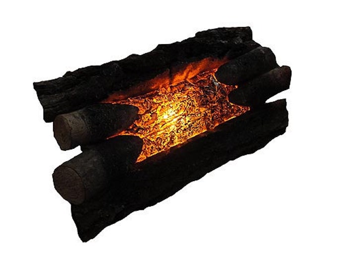 Vintage Electric Fireplace Logs Flickering Motion Burning Fire Etsy