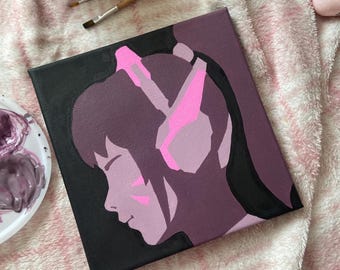 Qualsiasi eroe! Icone silhouette di eroi di Overwatch dipinte a mano - Pittura acrilica su tela 20 x 20 cm