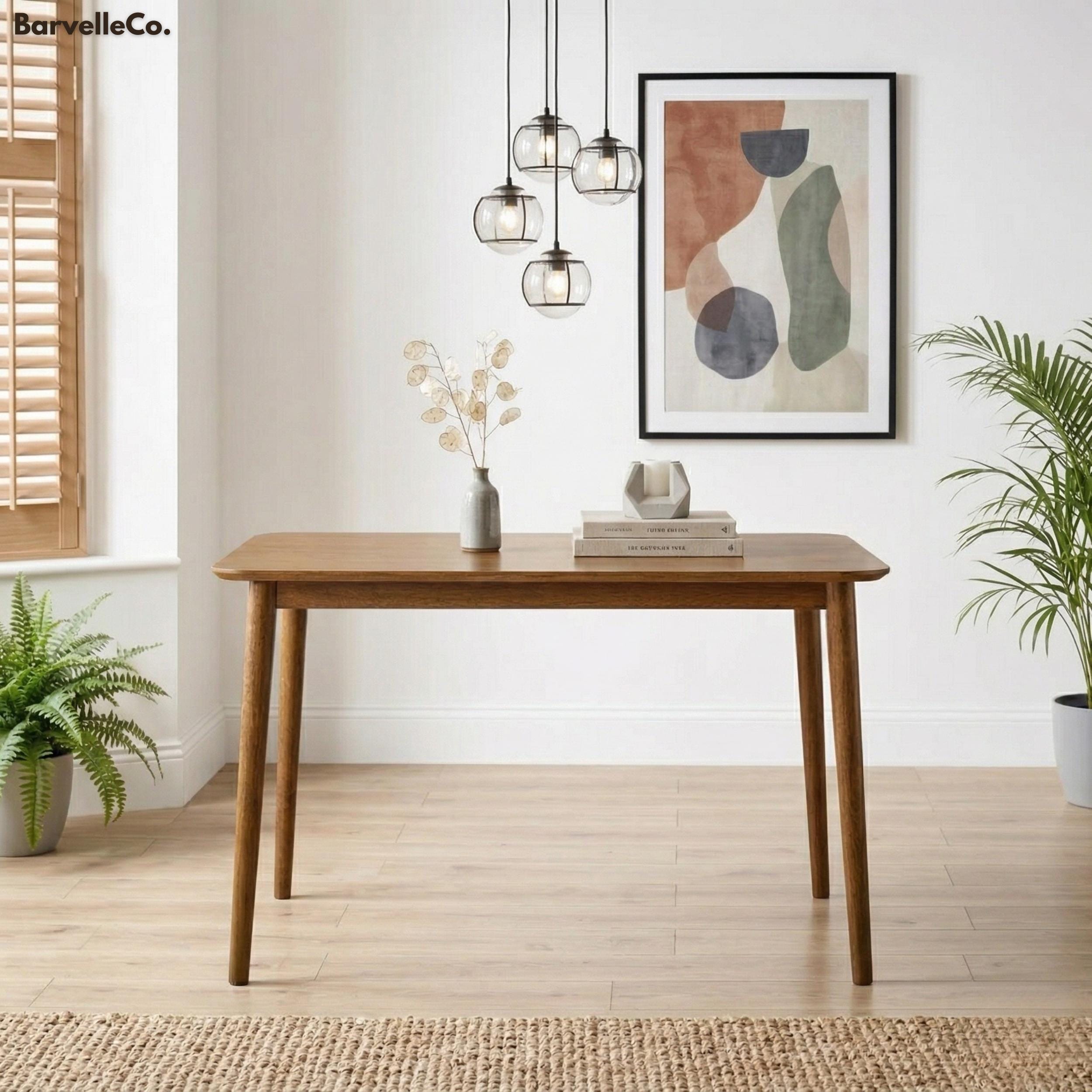Solid Wood Dining Table for 6, Rectangular Kitchen Table in Oak and ...