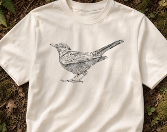 Blackbird Animal Totem Pen Sketch T-shirt | Original Wearable Spiritual Art | Conscious Clothing