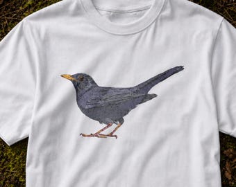 Blackbird Animal Totem Colour Sketch T-shirt | Original Wearable Spiritual Art | Conscious Clothing