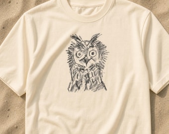 Owl Animal Totem Pencil Sketch T-shirt | Original Wearable Spiritual Art | Conscious Clothing