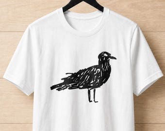 Bird Felt Pen Sketch T-Shirt | Original Wearable Spiritual Art | Conscious Clothing