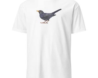 Camiseta con boceto a color del tótem animal del pájaro negro, arte original