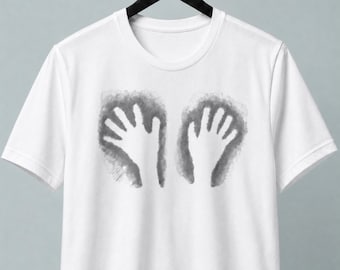 Dual Hand Print Align Portal Pencil Sketch T-Shirt | Original Wearable Spiritual Art | Conscious Clothing
