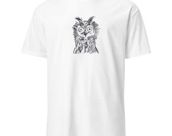 Camiseta con boceto a lápiz de un tótem animal de búho (arte original)
