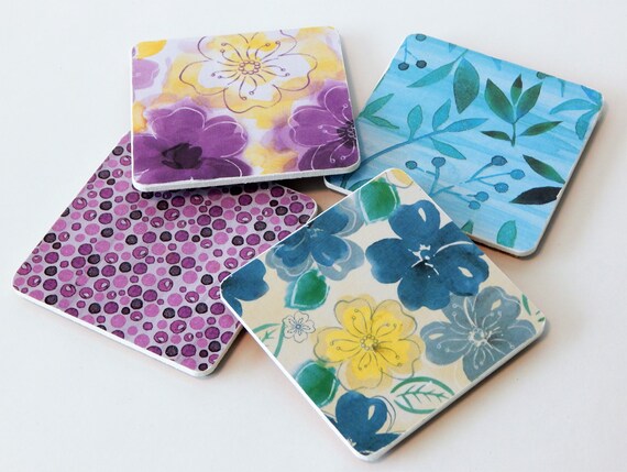 floral drink coasters