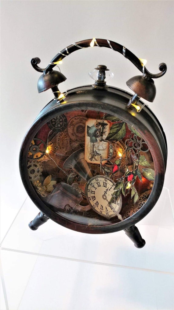 Altered Clock Victorian Steampunk Assemblage Clock