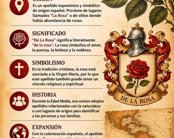 De La Rosa Descarga digital personalizada con el significado y origen de tu nombre