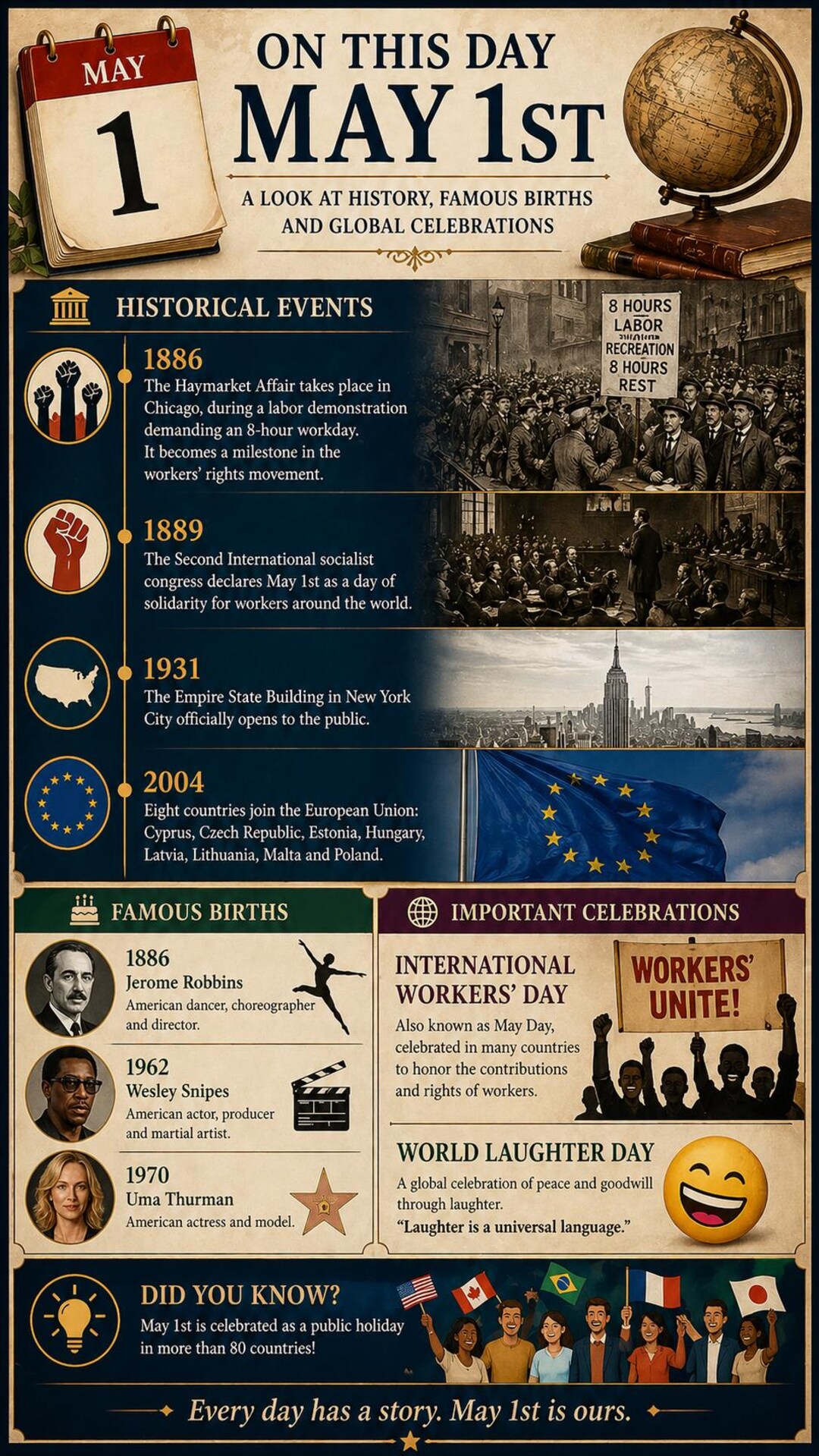May 1st Poster | on This Day May 1 | Printable History Wall Art | May ...