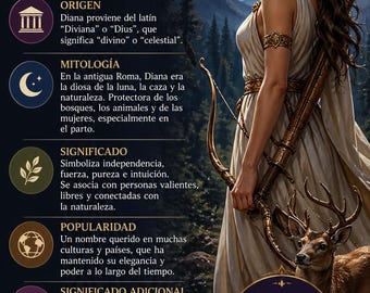 Diana Descarga digital personalizada con el significado y origen de tu nombre