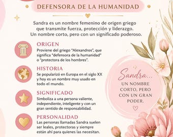 Sandra Descarga digital personalizada con el significado y origen de tu nombre