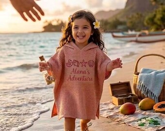Personlig broderad babyhandduk med huva, badhandduk med namn för småbarn, våffelhandduk, unik presentidé till nyfödd babyshower