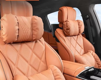 Universele Nappa lederen auto hoofdsteun lendensteun kussen set stoelaccessoires