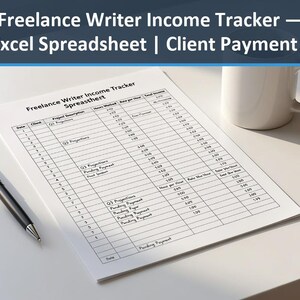 Freelance Writer Income Tracker — Excel Spreadsheet | Client Payment L