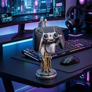 Handcontrollerstandaard voor cyberpunk-robot, sculptuur mechanische arm, bureau-organizer gaming, houder voor hoofdtelefoon