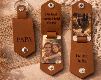 Personalisierter Schlüsselanhänger mit Foto und Gravur, Geschenk für Vatertag,Muttertag oder einfach so.  Schlüsselanhänger mit Foto&Gravur