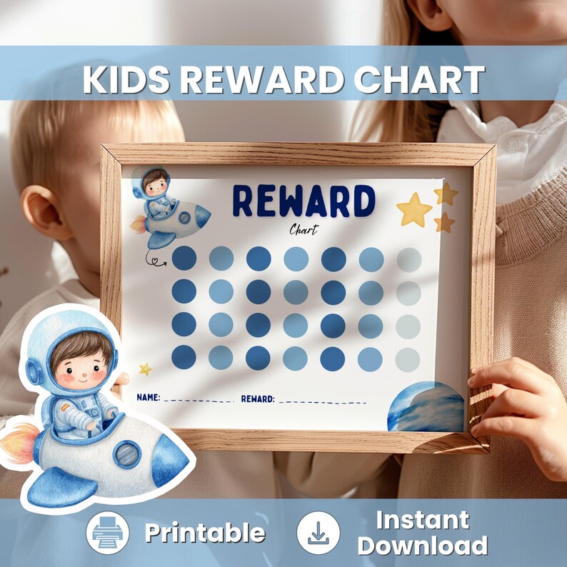Space Reward Chart Printable for Kids, Astronaut Behavior Chart, Token ...