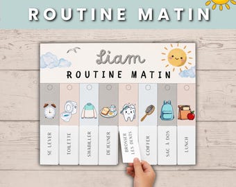 Routine du matin enfant, Tableau routine neutre, Routine visuelle enfant, Flip chart imprimable, Planning enfant, Éducation Montessori, PDF