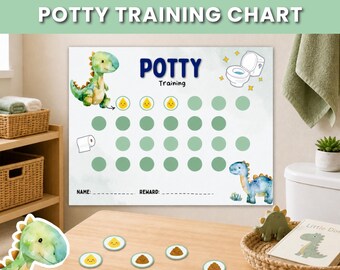 Potty Training Chart Dinosaure Dino Printable, Toddler Reward Chart, Kids Toilet Training Tracker, Visual Routine, Preschool Potty Chart