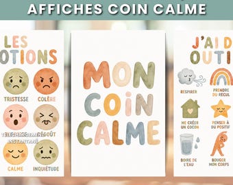 Affiches Munt Calme Enfant | Gestion des Émotions Enfant | 3 posters met Imprimer | Outil Retour au Calme | Afdrukbare pdf French Calm Corner