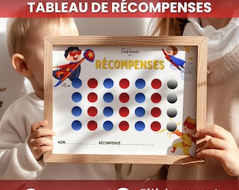 Tableau récompense enfant, Tableau super héros, Tableau comportement, Affiche Superhéro, Système récompense, Motivation enfant, PDF