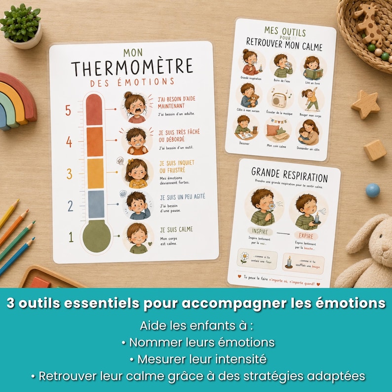 Thermomètre des émotions enfant | Affiches gestion des émotions à imprimer | Coin calme préscolaire | Outils retour au calme | PDF éducatif image 3