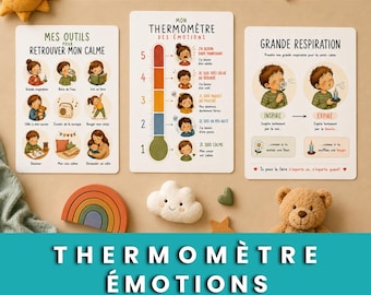 Thermometer voor kinderen | Affiches van berichten over emoties | Munt kalme préscolaire | Outils retour au calme | Educatief pdf-bestand