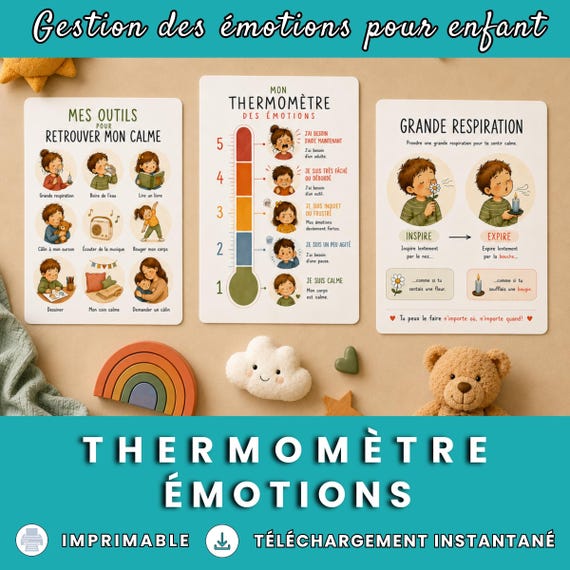 Thermomètre des émotions enfant | Affiches gestion des émotions à imprimer | Coin calme préscolaire | Outils retour au calme | PDF éducatif