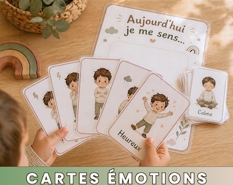 Cartes Émotions Enfant à Imprimer, Flashcards Émotions Garçon, Gestion des Émotions, Outil Éducatif Montessori, Coin Calme, Imprimable PDF