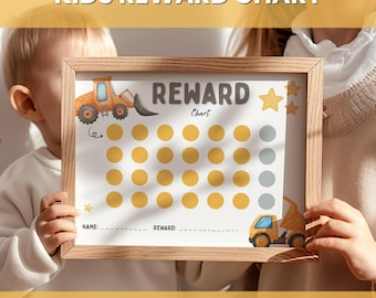 Truck Reward Chart Printable, Kids Behavior Chart, Toddler Sticker Chart, Visual Routine Chart, Positive Reinforcement Chart, Boys Chart
