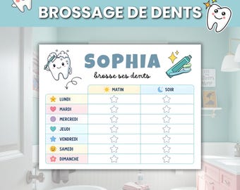 Tableau Brossage de Dents Enfant, Routine Enfant à Imprimer, Suivi Matin Soir, Habitudes Enfant PDF, Téléchargement Instantané