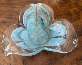 Plato para velas votivas de cristal artístico estilo Murano, estilo pañuelo, fabricado en Italia.