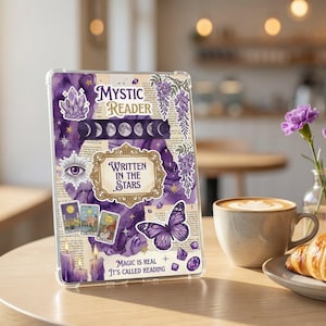 Dark Academia Kindle Insert | Witchy Purple Aesthetic Printable | Tarot Moon Reader Decor | Kindle Basic Colorsoft (DIGITAL DOWNLOAD)