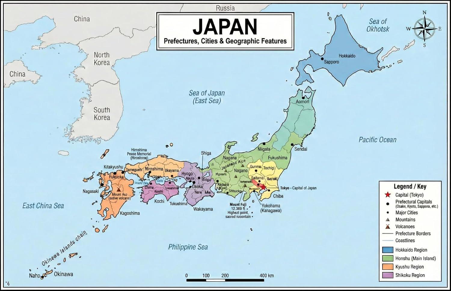 Japan Map Poster - Etsy