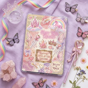 Pastel Cute Kindle Insert | Pink Kawaii Princess Aesthetic | Fairy Tale Bookish Decor | Clear Case Kindle Printable | Digital Download