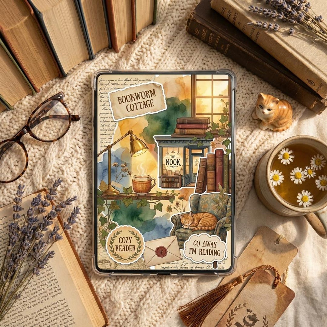 Cottagecore Kindle Insert | Cozy Girly Printable| Clear Case Kindle ...